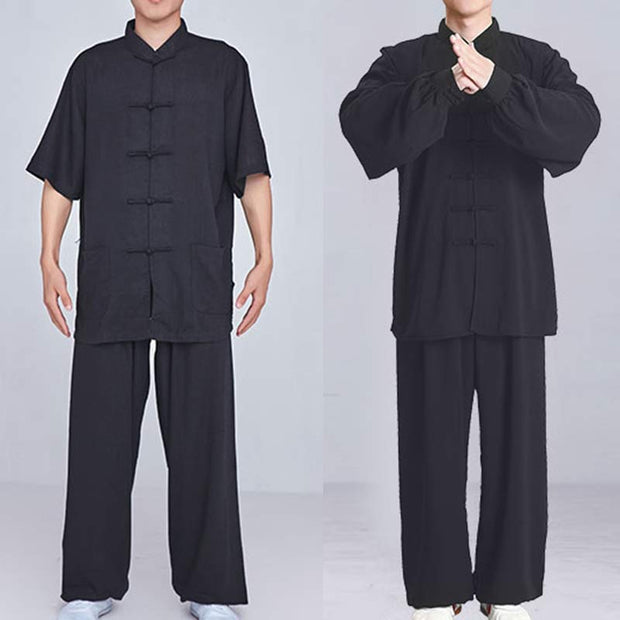 Buddha Stones Meditation Zen Prayer Spiritual Tai Chi Qigong Practice Unisex Embroidery Clothing Set Clothes BS 24