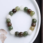 Buddha Stones Gradient Jade Luck Blessing Bracelet Bracelet BS Multicolor Jade