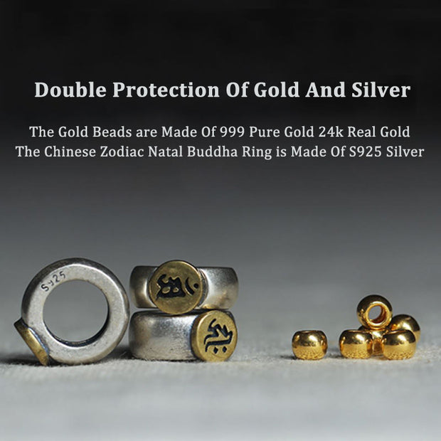 Buddha Stones Tarakan Rare Agarwood 925 Sterling Silver Chinese Zodiac 999 Pure Gold Beads Ward Off Evil Spirits Bracelet