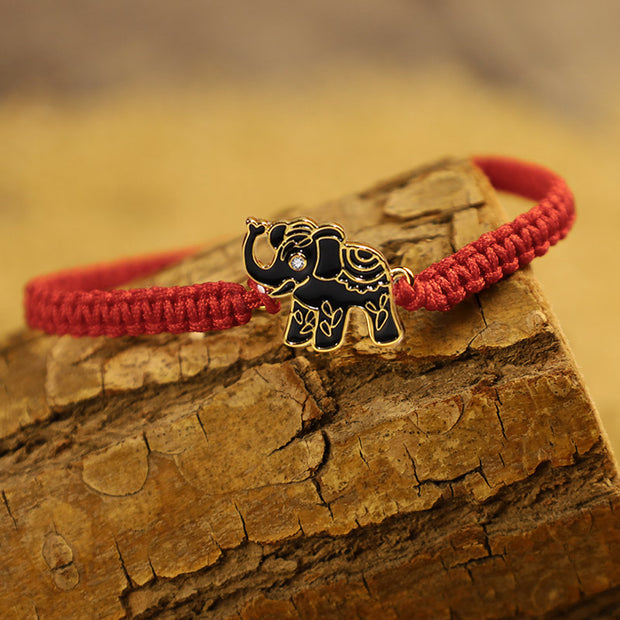 Tibetan Handmade Wise Future Elephant Red String Bracelet
