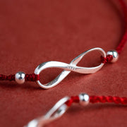 Buddhastoneshop 925 Sterling Silver Endless Knot Protection Luck Red String Bracelet Anklet
