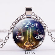 12 Constellations of the Zodiac Moon Starry Sky Protection Blessing Necklace Pendant Necklaces & Pendants BS Silver Libra
