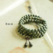 Buddha Stones 108 Mala Beads Green Sandalwood Chinese Knotting Soothing Bracelet Mala Bracelet BS 9