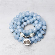 Buddha Stones 108 Mala Beads Aquamarine Healing Bracelet Mala Bracelet BS main