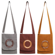 Buddha Stones Lotus Embroidered Spiritual Mind Practice Cotton Shoulder Bag Crossbody Bag