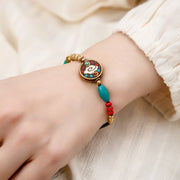 Buddha Stones Tibetan Turquoise Om Mani Padme Hum Protection Strength Bracelet Bracelet BS Auspicious Cloud Beads