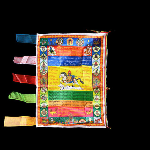 Buddha Stones Tibetan Colorful Windhorse Protection Outdoor Prayer Flag Decoration Decorations buddhastoneshop 3