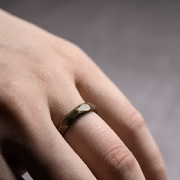 Buddha Stones Tibetan Simple Design Copper Wealth Ring Ring BS 4