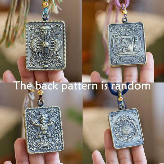 Buddha Stones Tibetan Hand-Painted Thangka Nine-Tailed Fox Luck Necklace Pendant