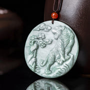 Buddha Stones Chinese Zodiac Tiger Jade Protection Necklace String Pendant