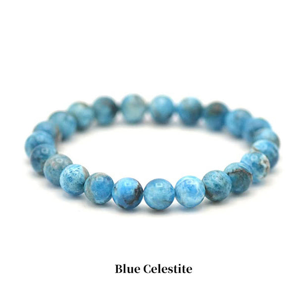 Buddha Stones Natural Stone Quartz Healing Beads Bracelet Bracelet BS 8mm Blue Celestite
