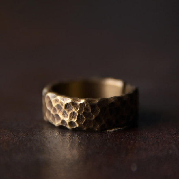 Buddha Stones Tibetan Bump Texture Design Copper Brass Luck Ring Ring BS 8