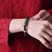 Buddha Stones Tibetan Nine-Eye Dzi Bead Om Mani Padme Hum Power Bracelet Bracelet BS 5