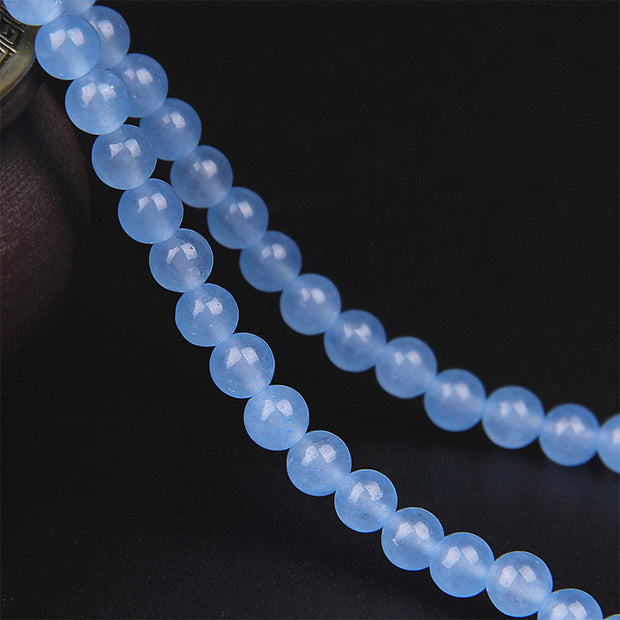 Buddha Stones 108 Beads Blue Crystal Healing Bracelet Mala Mala Bracelet BS 8