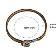 Buddha Stones  925 Sterling Silver Handmade Button Protection Weave String Bracelet Bracelet BS 13