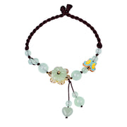 Buddha Stones Flower Jade Butterfly Luck Abundance Charm Anklet Anklet BS 4