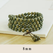 Buddha Stones 108 Mala Beads Green Sandalwood Chinese Knotting Soothing Bracelet Mala Bracelet BS 8mm*108