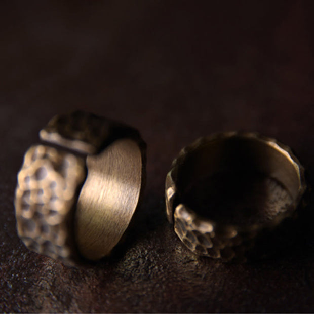 Buddha Stones Tibetan Bump Texture Design Copper Brass Luck Ring Ring BS 9