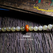 Buddha Stones 108 Mala Beads Tibet Sheep Horn Amber Luck Bracelet Bracelet Mala BS 16