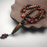 Buddha Stones Nine-Eye Dzi Bead Red Agate Wealth Health Necklace Necklace BS 2