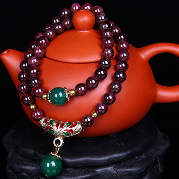 Buddha Stones Natural Garnet Blessing Bracelet Bracelet Necklaces & Pendants BS 2