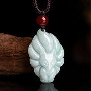 Buddha Stones Natural Jade Nine Tailed Fox Luck Prosperity Necklace Pendant Necklaces & Pendants BS 1