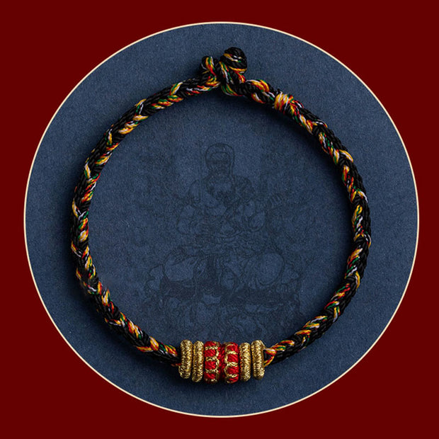 Buddha Stones Tibet Handmade Chinese Zodiac Natal Buddha Luck Strength Braided String Bracelet Bracelet BS 27