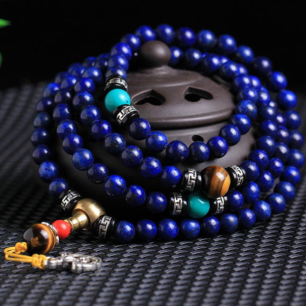 Buddha Stones 108 Beads Lazurite Positive Bracelet Mala Mala Bracelet BS 1