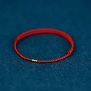 Buddha Stones Lucky Golden Bead Braided String Bracelet Anklet Bracelet BS Red Anklet(Anklet Circumference 16-26cm)