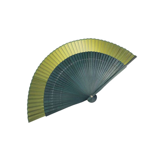Buddha Stones Gradient Handheld Silk Bamboo Folding Fan