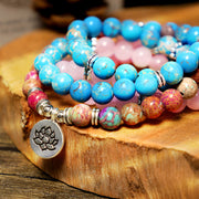 Buddha Stones Tibetan Purple Miano Real Bead Harmony Lotus Mala Mala Bracelet BS 7