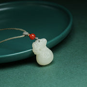 Buddha Stones Natural Hetian Jade Money Bag Wealth Necklace Pendant Key Chain Phone Hanging Decoration Necklaces & Pendants BS 1