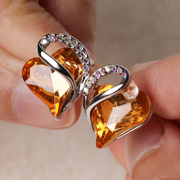 Natural Various Gemstone Birthstone Crystal Love Stud Earrings Earrings BS 27