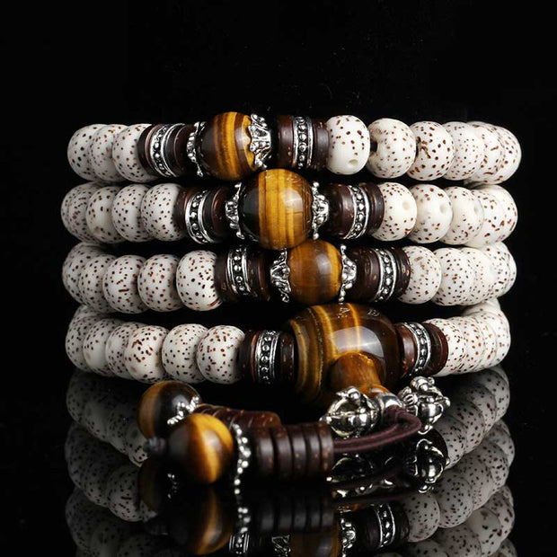 Buddha Stones Handmade Tibetan Tiger Eye Bodhi Seed Peace Bracelet