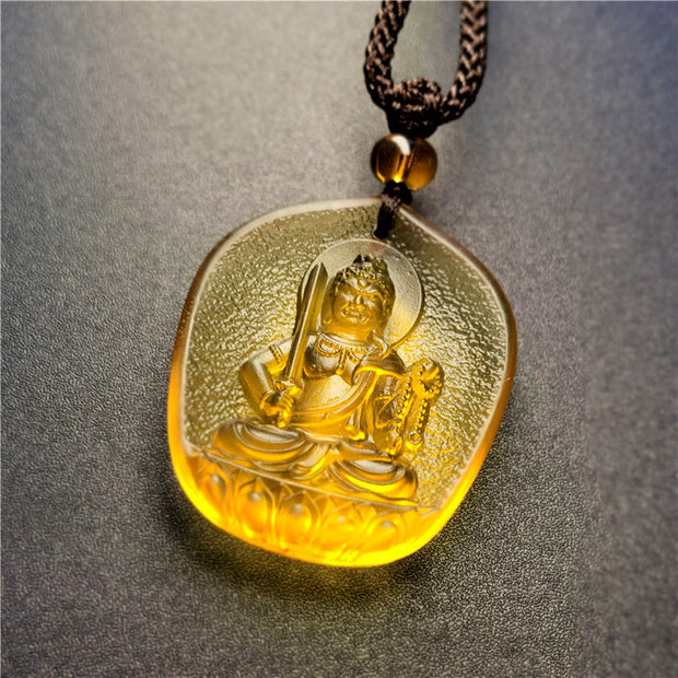 Buddha Stones Chinese Zodiac Natal Buddha Blessing Liuli Crystal Compassion Necklace Pendant