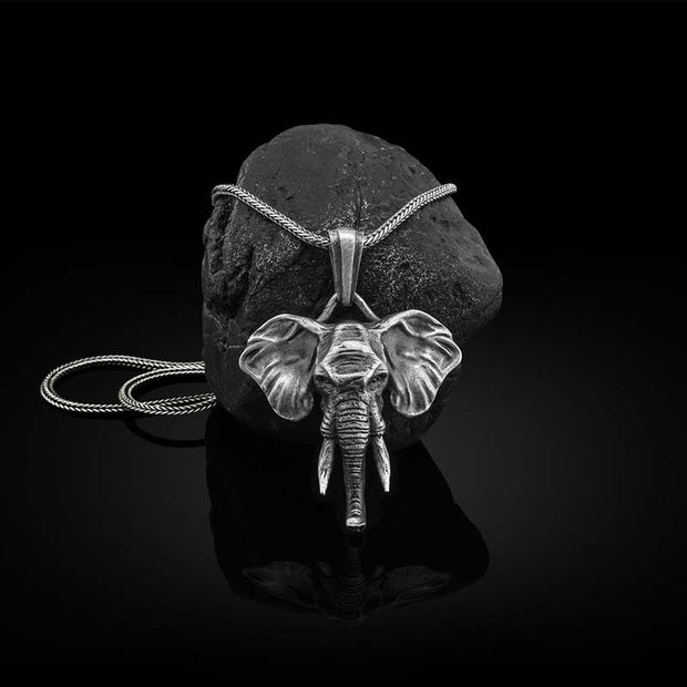 Buddha Stones Elephant Pewter Titanium Steel Strength Necklace Pendant Necklaces & Pendants BS 6