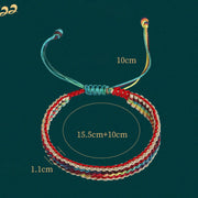 Buddha Stones Tibet Handmade Rainbow Multicolored Protection Braided String Bracelet Bracelet BS 11