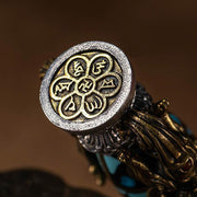 Buddha Stones Tibetan Nine-Eye Dzi Bead Turquoise Buddha Wealth Rotation Necklace Necklaces & Pendants BS 10