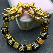 Buddha Stones Double Dragon Wealth Protection Bracelet Bracelet BS 3