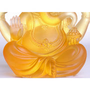 Buddha Stones Handmade Ganesh Ganpati Elephant Figurine Liuli Crystal Art Piece Protection Statue Home Decoration