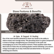 Buddha Stones Black Obsidian Lava Rock Stone Yin Yang Strength Bracelet Bracelet BS 13