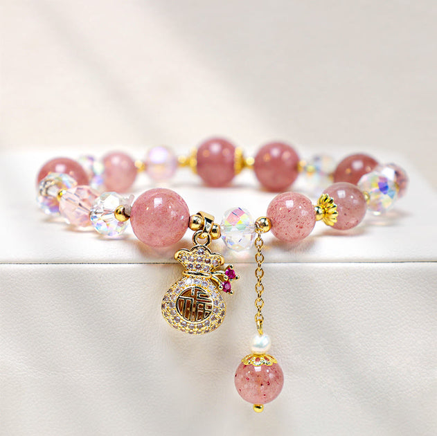 FREE Today: Love Healing Natural Strawberry Quartz Money Bag Charm