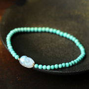 Buddha Stones Turquoise Moonstone PiXiu Protection Strength Bracelet Bracelet BS 1