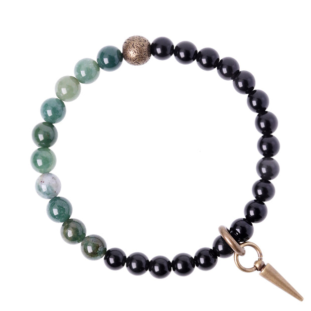 Buddha Stones Black Obsidian Sodalite Crystal Copper Strength Couple Bracelet Bracelet BS 12