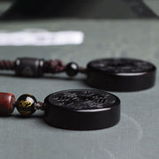 Buddha Stones Black Obsidian Bagua Yin Yang Strength Necklace Pendant Necklaces & Pendants BS 3