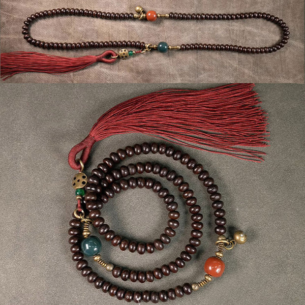 Buddha Stones 108 Mala Beads Natural Tibet Purple Bodhi Seed Auspiciousness Bracelet