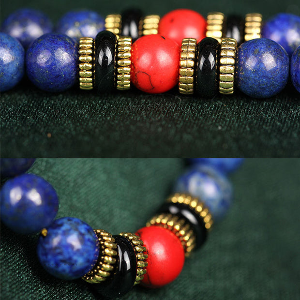 Buddha Stones Tibetan Mala Lapis Lazuli Positive Bracelet Mala Bracelet BS 8