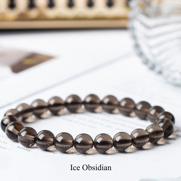 Buddha Stones Natural Stone Quartz Healing Beads Bracelet Bracelet BS 8mm Ice Obsidian