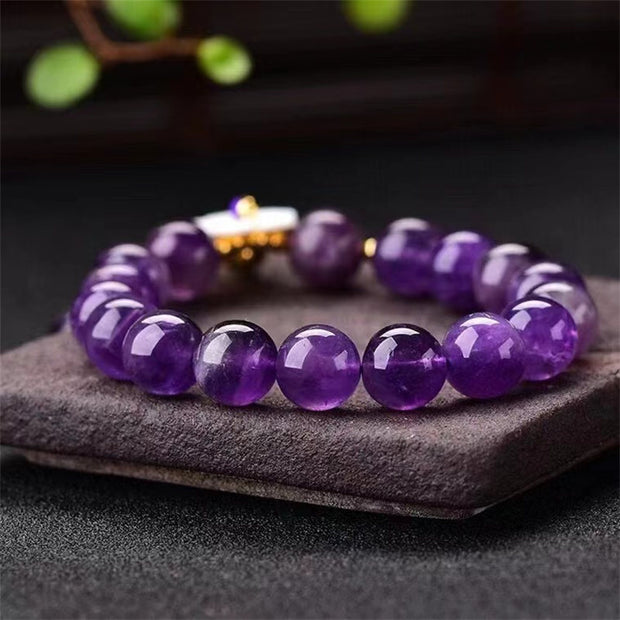 Buddha Stones Natural Amethyst Crystal Flower Spiritual Healing Bracelet Bracelet BS 4