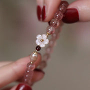 Buddha Stones Strawberry Quartz Peach Blossom Love Bracelet Bracelet BS 6